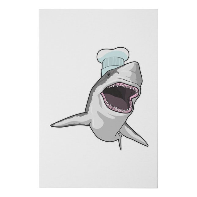 Shark as Cook with Chef hat Faux Canvas Print (Front)