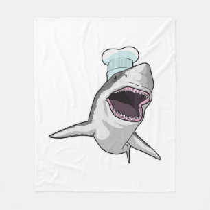 Shark as Cook with Chef hat Fleece Blanket