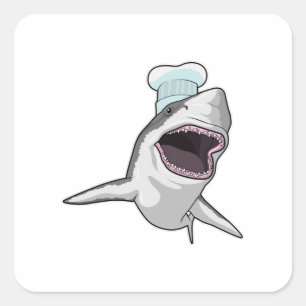Shark as Cook with Chef hat Square Sticker