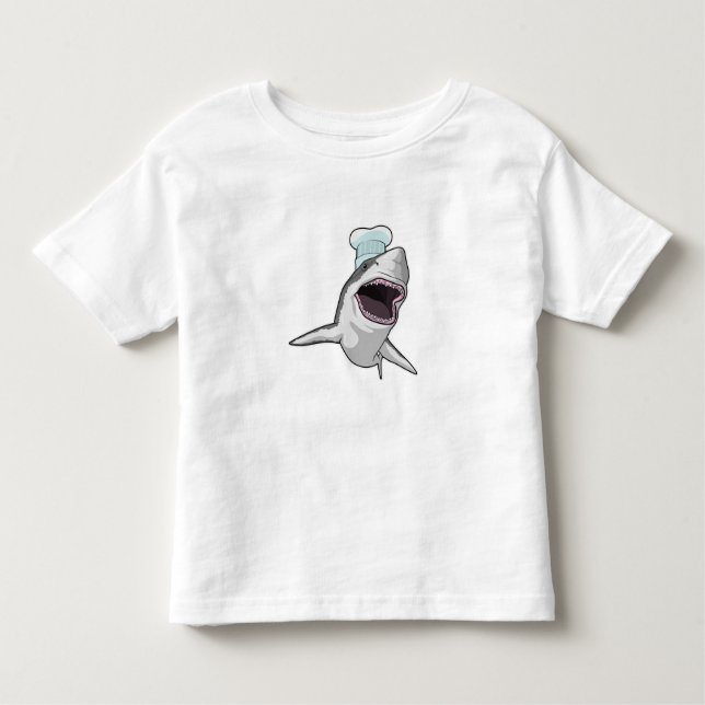Shark as Cook with Chef hat Toddler T-shirt (Front)