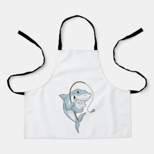 Shark as Fisher with Fishing rod Apron