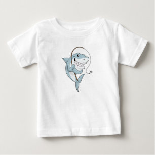 Shark as Fisher with Fishing rod Baby T-Shirt