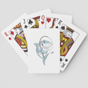 Shark as Fisher with Fishing rod Poker Cards