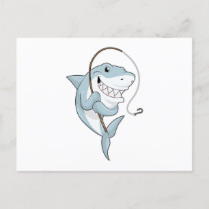 Shark as Fisher with Fishing rod Postcard