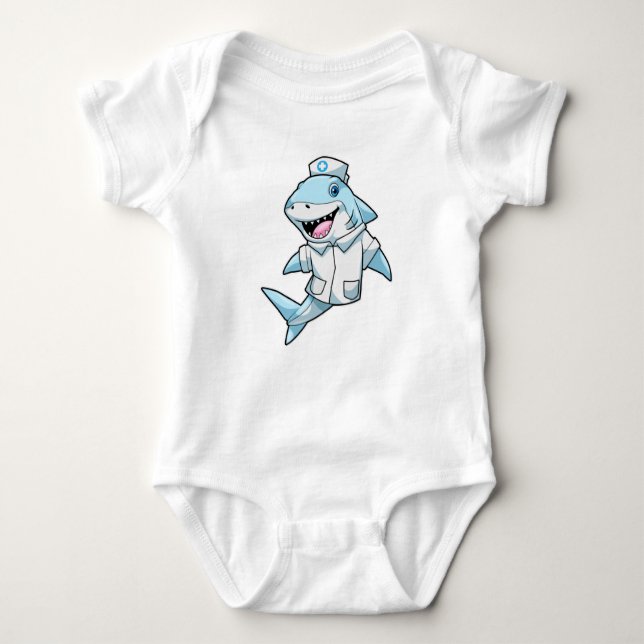 Shark as Nurse with Coat Baby Bodysuit (Front)
