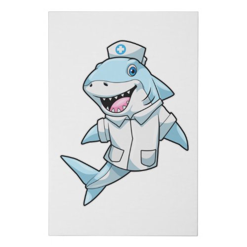 Shark as Nurse with Coat Faux Canvas Print