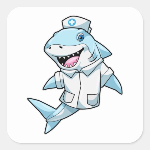 Shark as Nurse with Coat Square Sticker