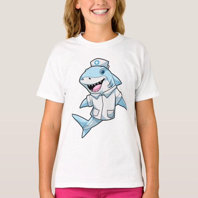 Shark as Nurse with Coat T-Shirt (Front)
