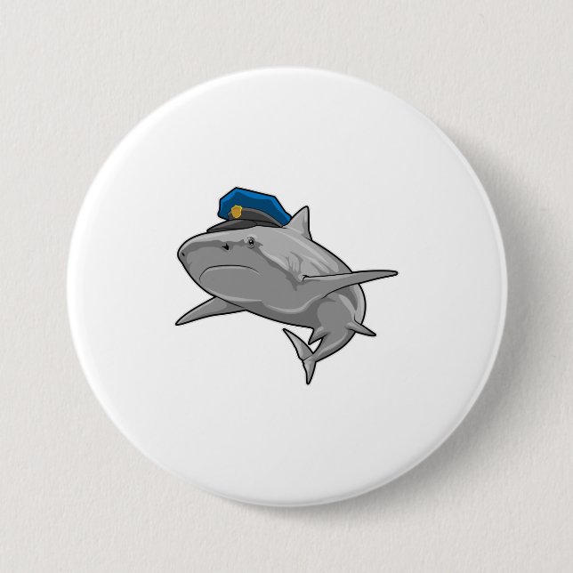 Shark as Police officer Police Button (Front)