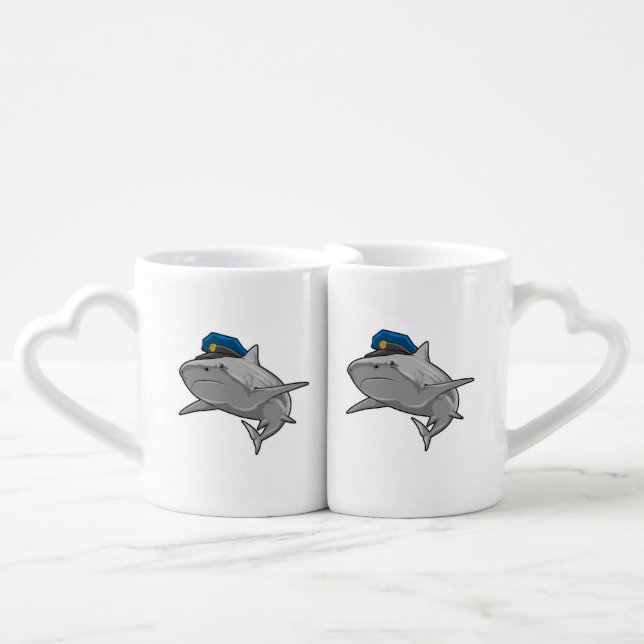 Shark as Police officer Police Coffee Mug Set (Front Nesting)
