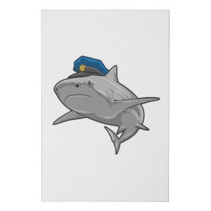 Shark as Police officer Police Faux Canvas Print