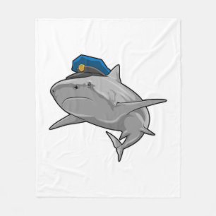 Shark as Police officer Police Fleece Blanket