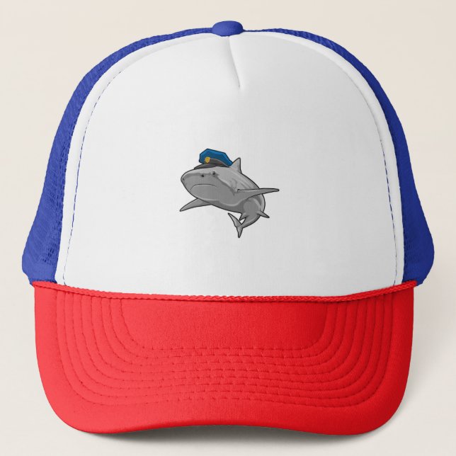 Shark as Police officer Police Trucker Hat (Front)
