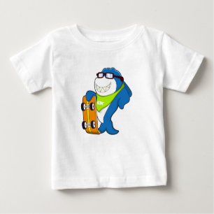 Shark as Skater with Skateboard Baby T-Shirt