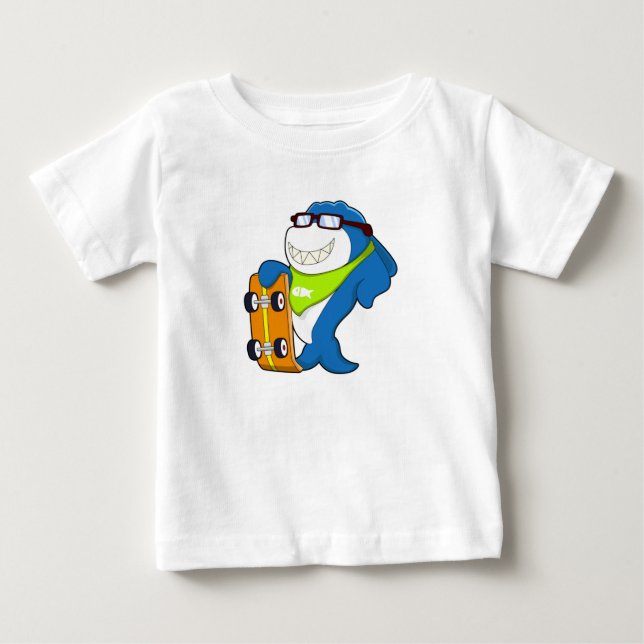 Shark as Skater with Skateboard Baby T-Shirt (Front)
