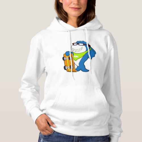 Shark as Skater with Skateboard Hoodie