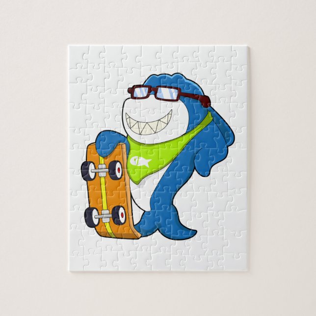 Shark as Skater with Skateboard Jigsaw Puzzle (Vertical)