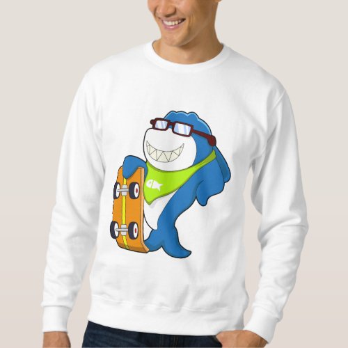 Shark as Skater with Skateboard Sweatshirt