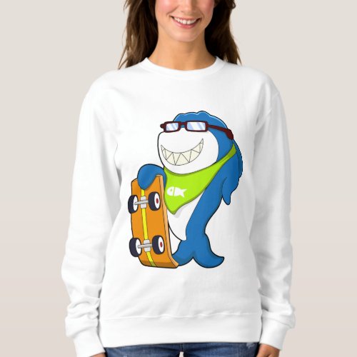 Shark as Skater with Skateboard Sweatshirt