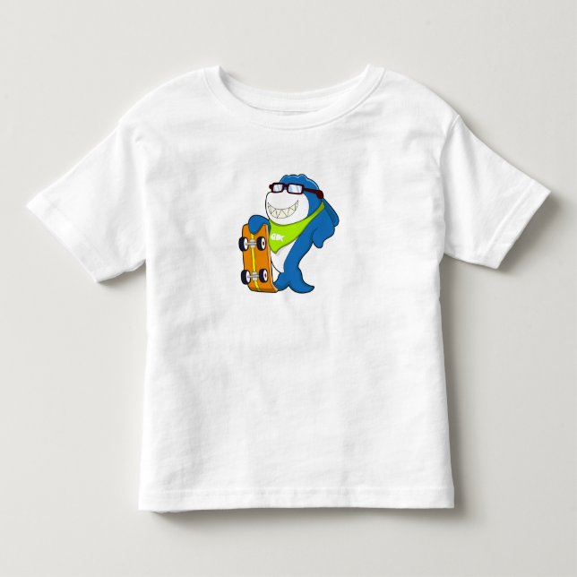 Shark as Skater with Skateboard Toddler T-shirt (Front)
