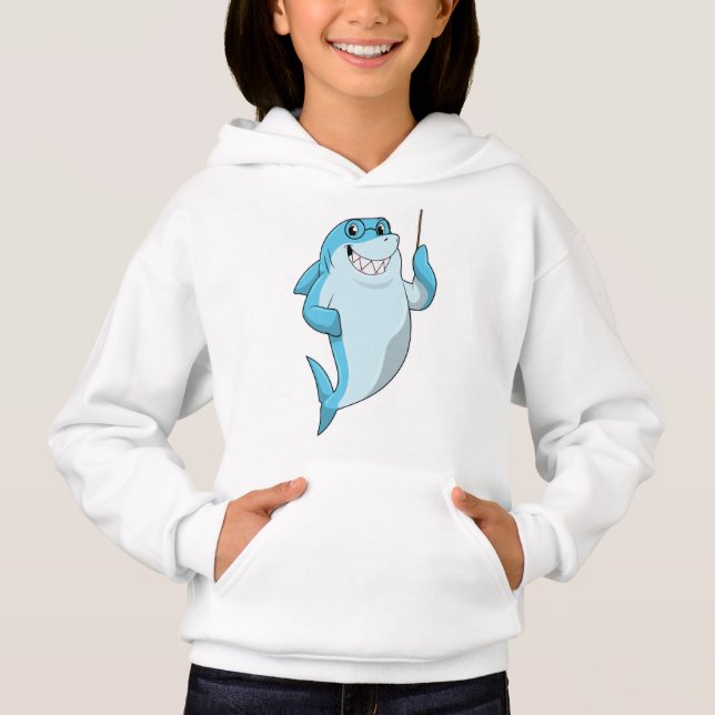 Shark as Teacher with Pointer Hoodie (Front)