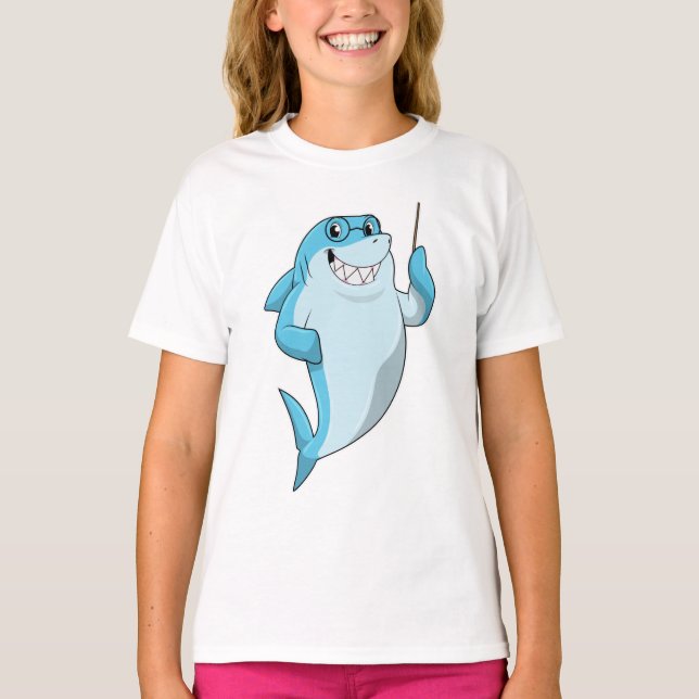 Shark as Teacher with Pointer T-Shirt (Front)