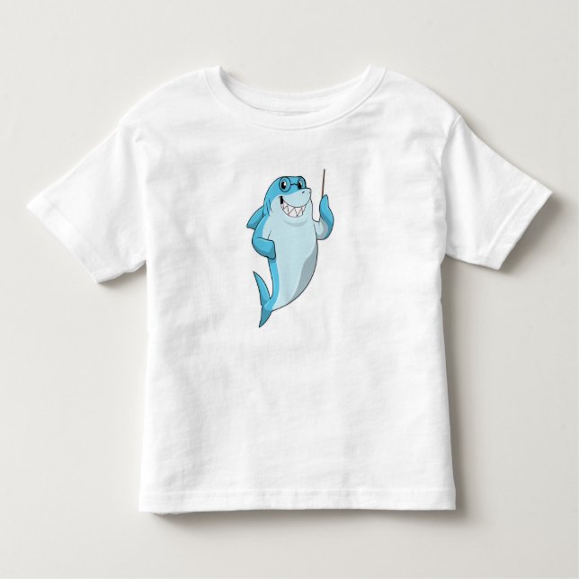 Shark as Teacher with Pointer Toddler T-shirt (Front)