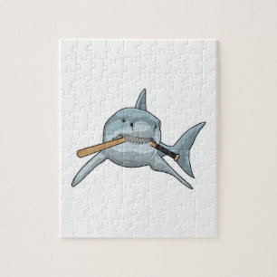 Shark at Baseball with Baseball bat Jigsaw Puzzle