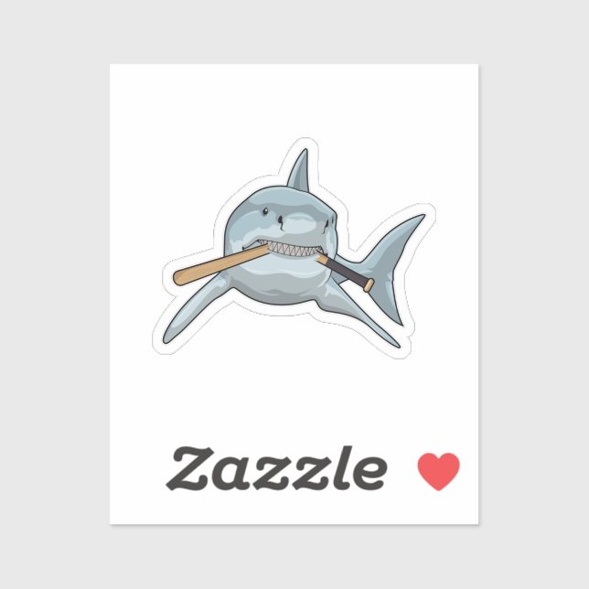 Shark at Baseball with Baseball bat Sticker (Sheet)