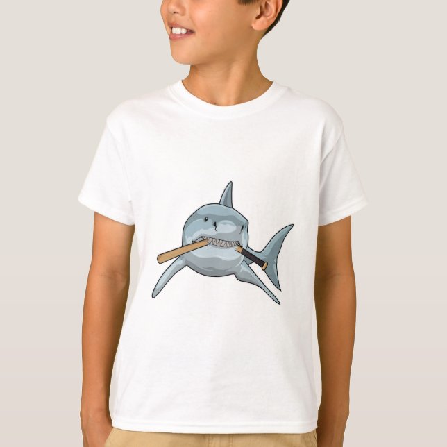 Shark at Baseball with Baseball bat T-Shirt (Front)