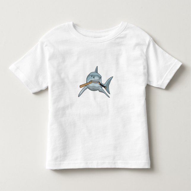 Shark at Baseball with Baseball bat Toddler T-shirt (Front)
