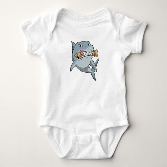 Shark at Chess with Chess piece King Baby Bodysuit (Front)