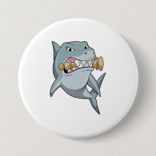 Shark at Chess with Chess piece King Button