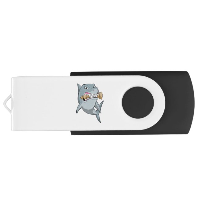 Shark at Chess with Chess piece King Flash Drive (Back)