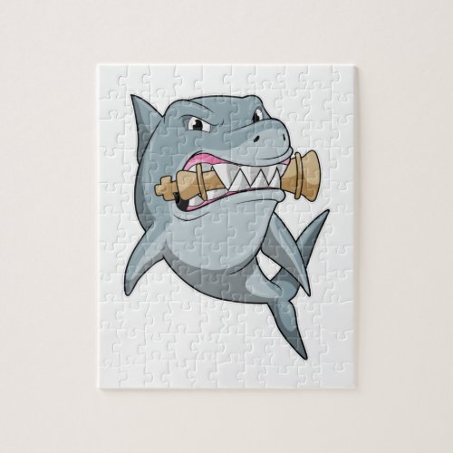 Shark at Chess with Chess piece King Jigsaw Puzzle