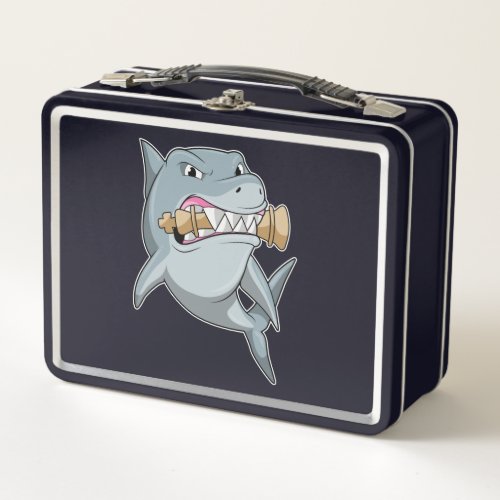 Shark at Chess with Chess piece King Metal Lunch Box