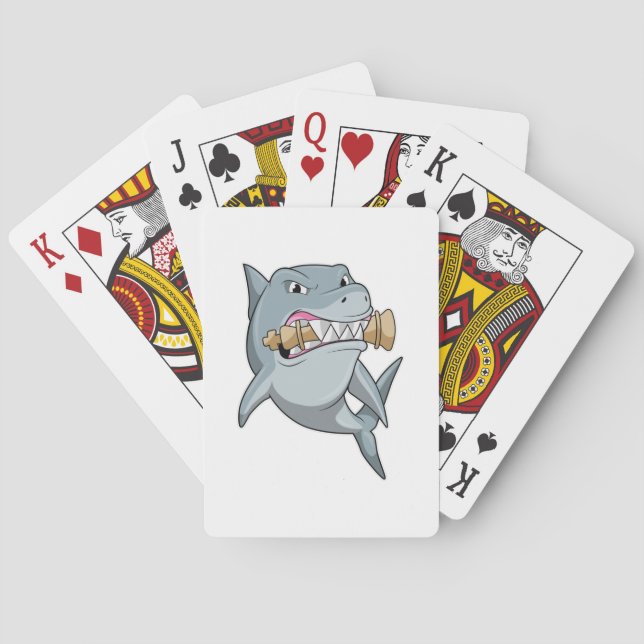 Shark at Chess with Chess piece King Poker Cards (Back)