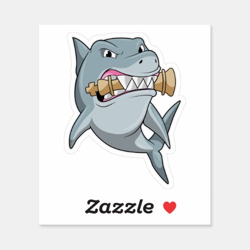 Shark at Chess with Chess piece King Sticker