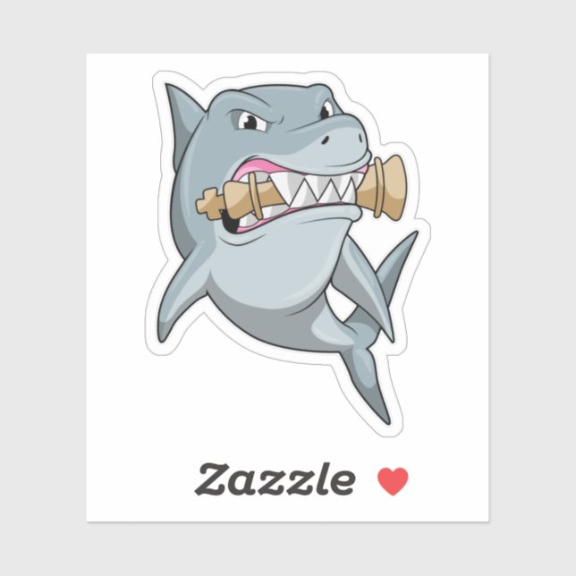 Shark at Chess with Chess piece King Sticker (Sheet)