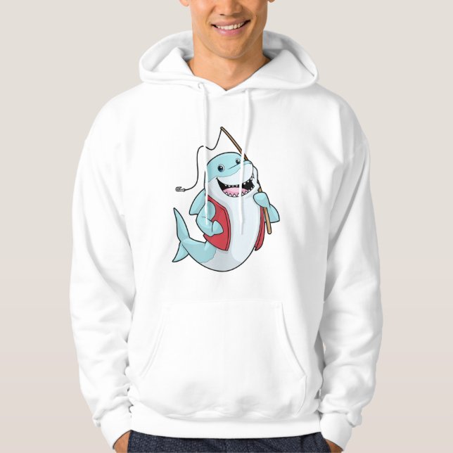 Shark at Fishing with Fishing rod Hoodie (Front)