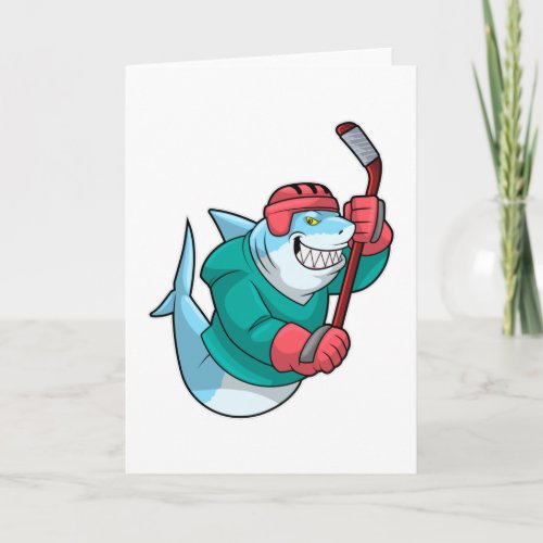 Shark at Ice hockey with Ice hockey stick  Helmet Card