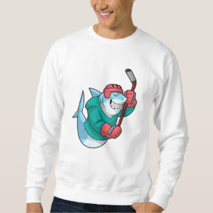 Shark at Ice hockey with Ice hockey stick & Helmet Sweatshirt