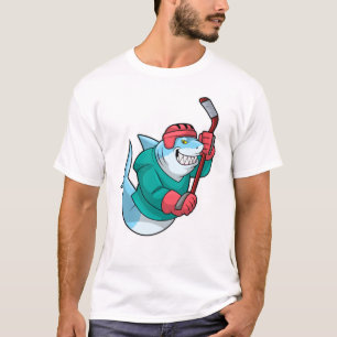 Shark at Ice hockey with Ice hockey stick & Helmet T-Shirt