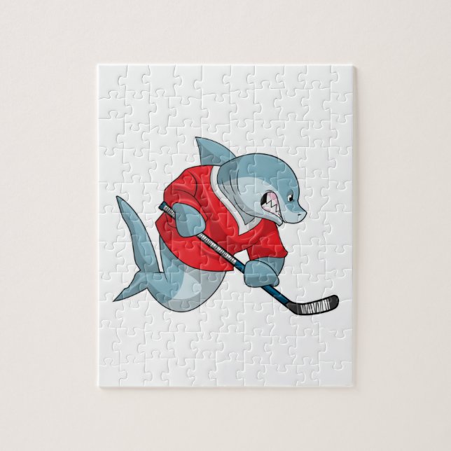 Shark at Ice hockey with Ice hockey stick Jigsaw Puzzle (Vertical)