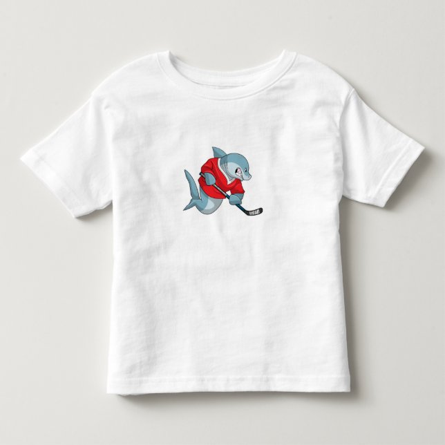 Shark at Ice hockey with Ice hockey stick Toddler T-shirt (Front)