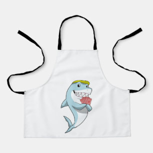 Shark at Poker with Poker cards Apron