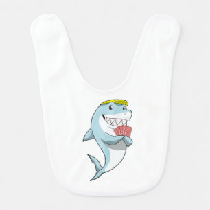Shark at Poker with Poker cards Baby Bib