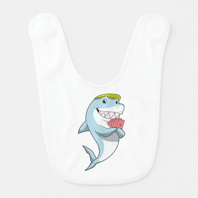 Shark at Poker with Poker cards Baby Bib (Front)