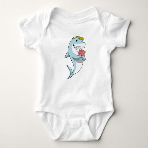 Shark at Poker with Poker cards Baby Bodysuit