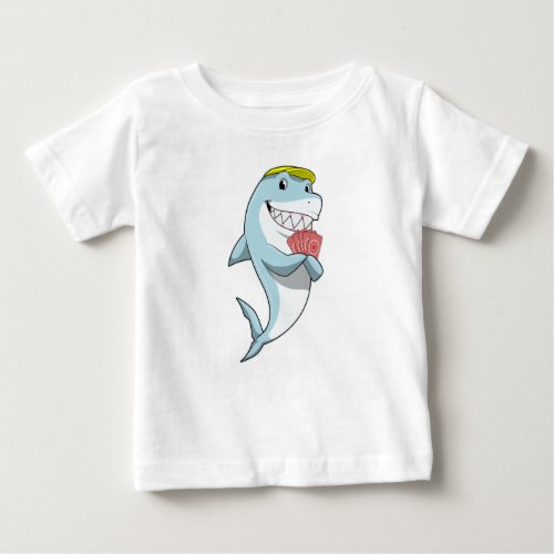 Shark at Poker with Poker cards Baby T_Shirt
